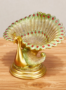 现代树脂工艺品创意孔雀摆件酒柜