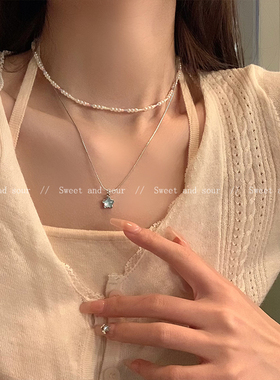 甜酸双层叠戴项链女夏天