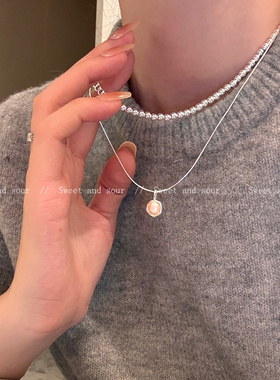 双层叠戴珍珠项链女轻奢小众设计卫衣毛衣链高级感脖颈配饰锁骨链