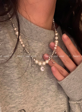 珍珠项链轻奢高级感气质2026新款秋冬卫衣毛衣链温柔精致锁骨链潮