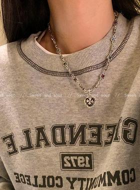 y2k辣妹克罗十字花爱心项链
