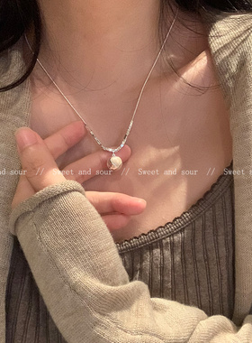 甜酷爱心圆珠项链女ins嘻哈配饰韩版小众设计秋冬锁骨链毛衣链潮