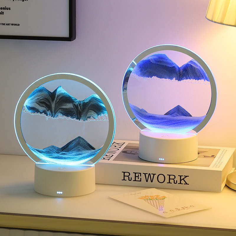 流沙画摆件沙漏创意客厅家居桌面装饰品办公解压3D立体小夜灯礼物,淘宝优惠券,粉丝福利购,淘宝优惠卷