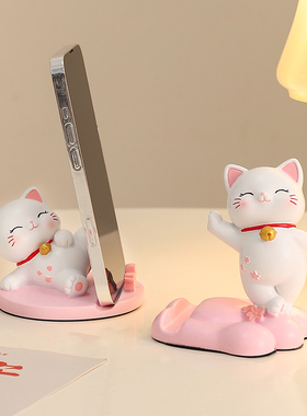 创意可爱樱花猫手机支架桌面摆件