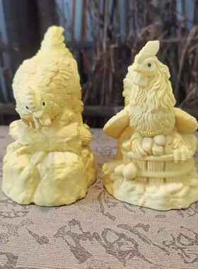 公鸡母鸡情侣温馨家居摆件茶宠