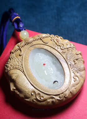 金丝楠木一念之间佛魔手把件镶嵌车挂吊坠实木雕刻工艺品民族风男