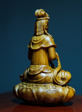 天然金丝楠木玄关佛像观音摆件木雕工艺品家居装饰红木开放格礼品