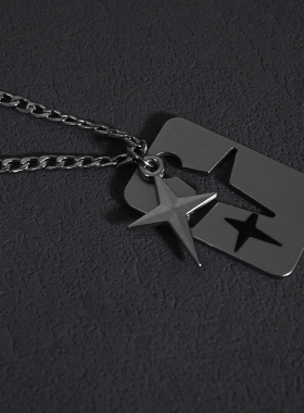 闪光星星拼接项链男女简约百搭嘻哈锁骨链小众设计高级感毛衣配饰