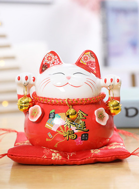 招财猫小摆件陶瓷店铺前台