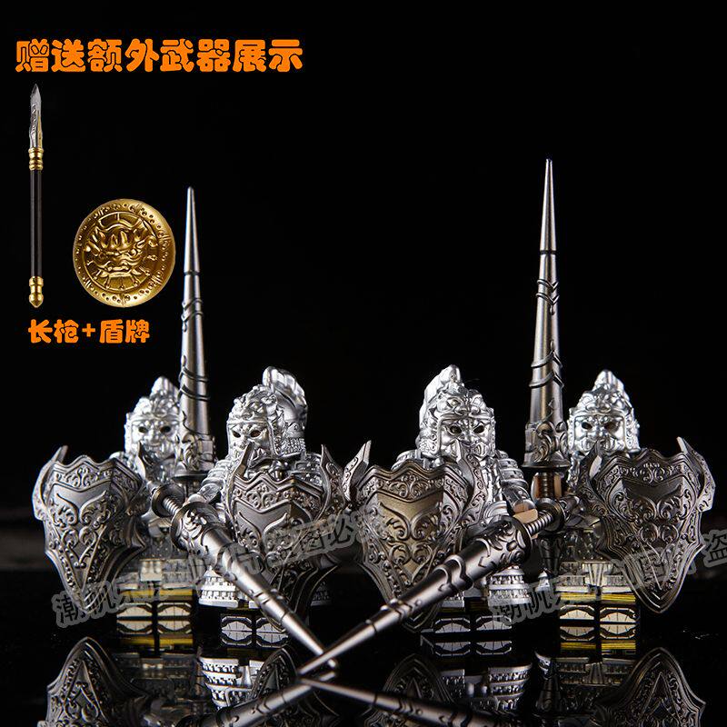 唐朝黄金玄甲军兼容积木古代士兵人仔铁骑铁浮屠金宋拼装玩具男孩