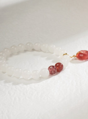 盐源玛瑙兔子水晶手串女款