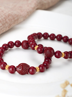 天然朱砂貔貅手串紫金砂手链女