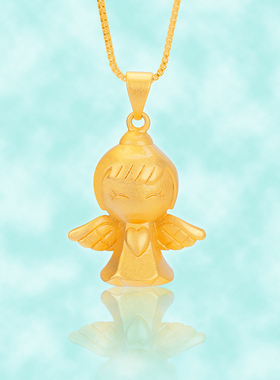宝宝儿童可爱精灵沙金项链坠子