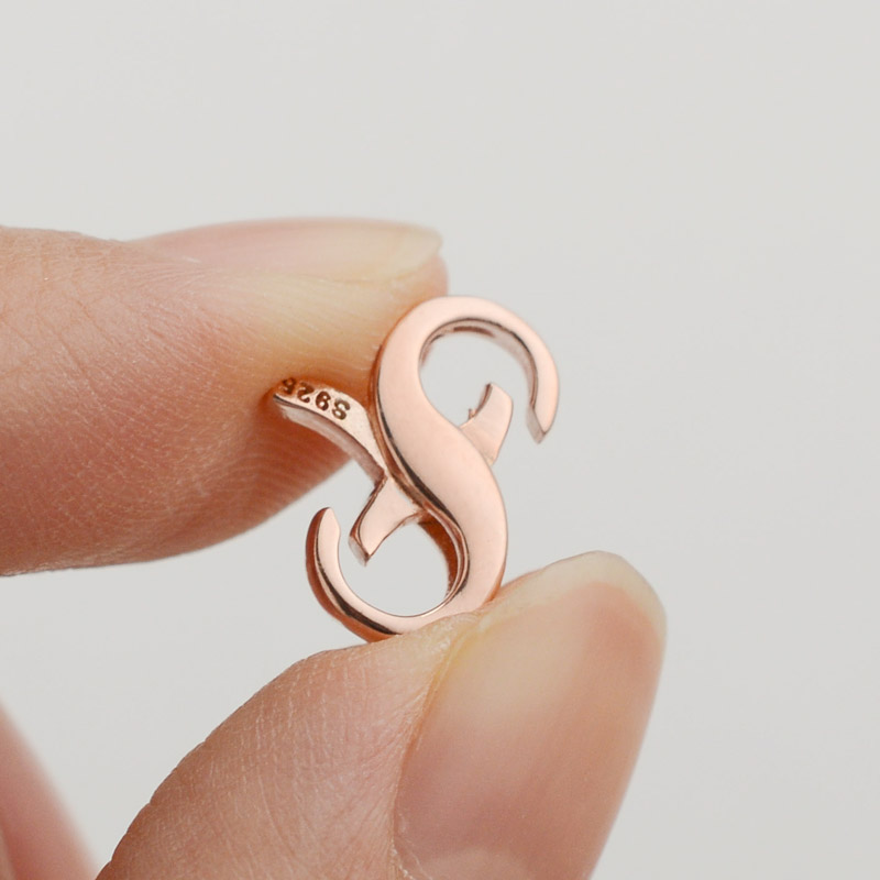 925银双开8字卡扣 项链扣子接头手链扣连接扣头纯银弹簧扣diy配件 - 图1