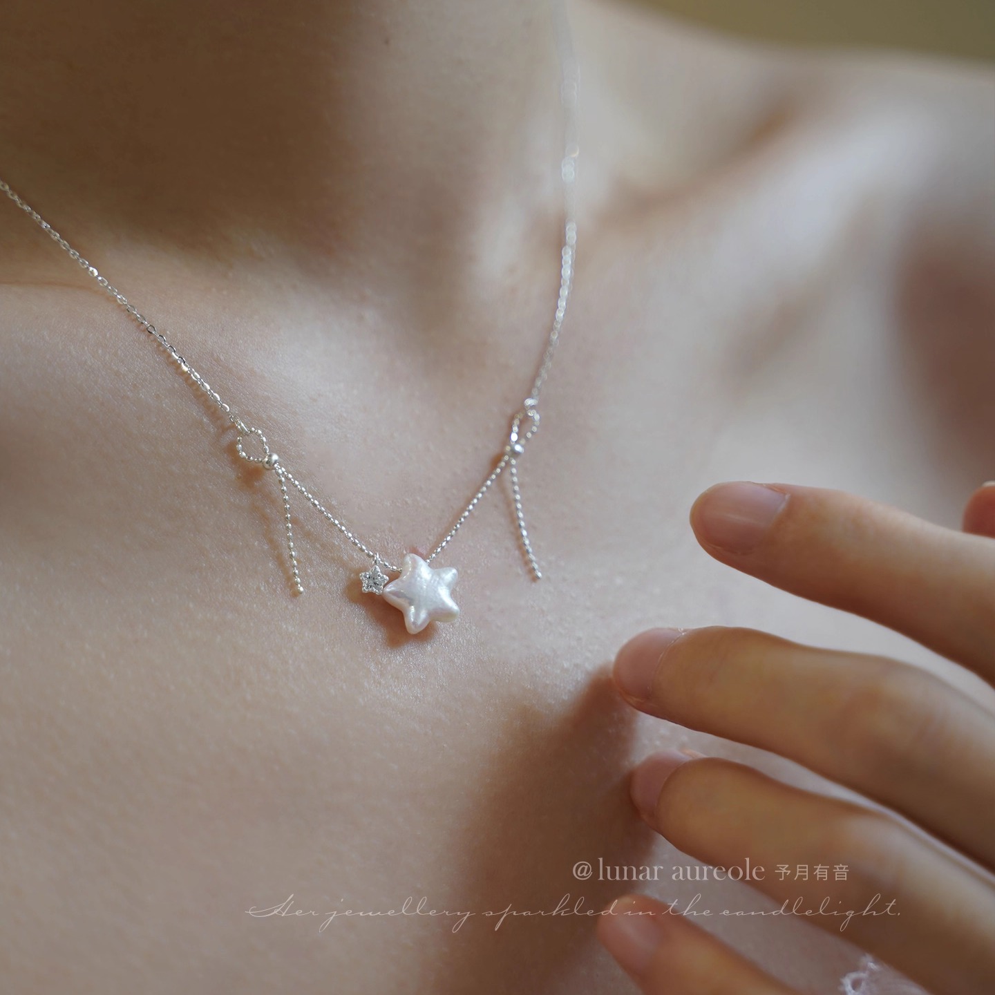 原创 wink wink 星星珍珠项链s925纯银精致甜妹设计感锁骨链 - 图2