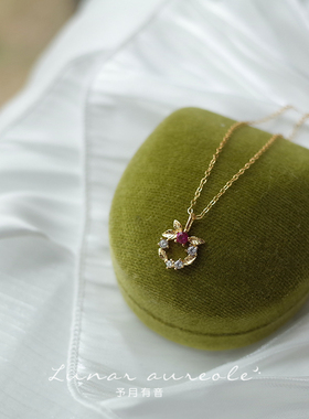 予月有音925银复古叶子项链