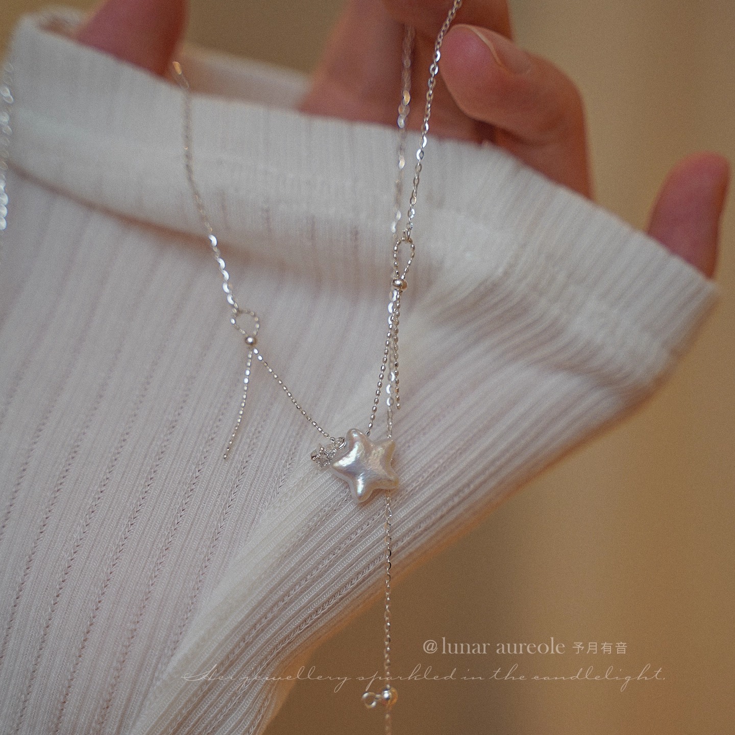 原创 wink wink 星星珍珠项链s925纯银精致甜妹设计感锁骨链 - 图3