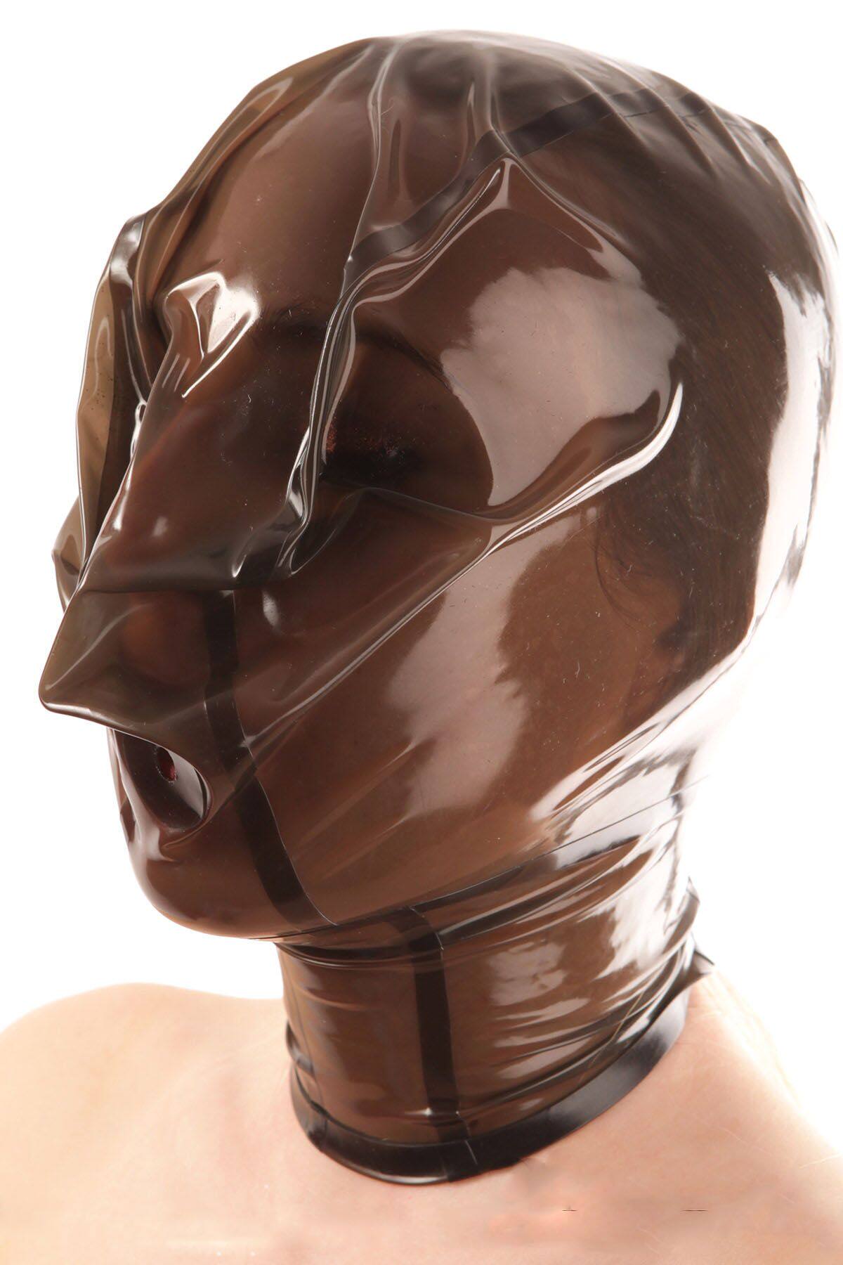 乳胶头套 窒息 乳胶面具全脸 全包乳胶头套控制呼吸面罩