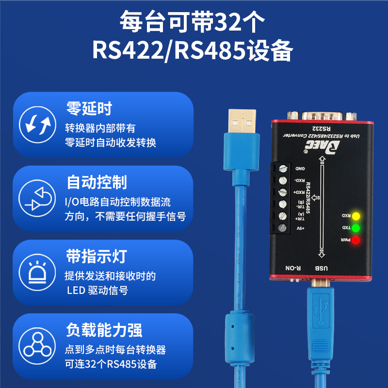 USB转232/485工业级USB转串口下载线USB转485转换器ch340转接头 - 图3