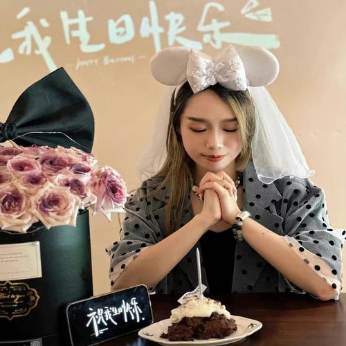 米奇生日帽发箍可爱米妮卡通毛绒兔头箍雪莉玫达菲熊儿童公主头纱 - 图3