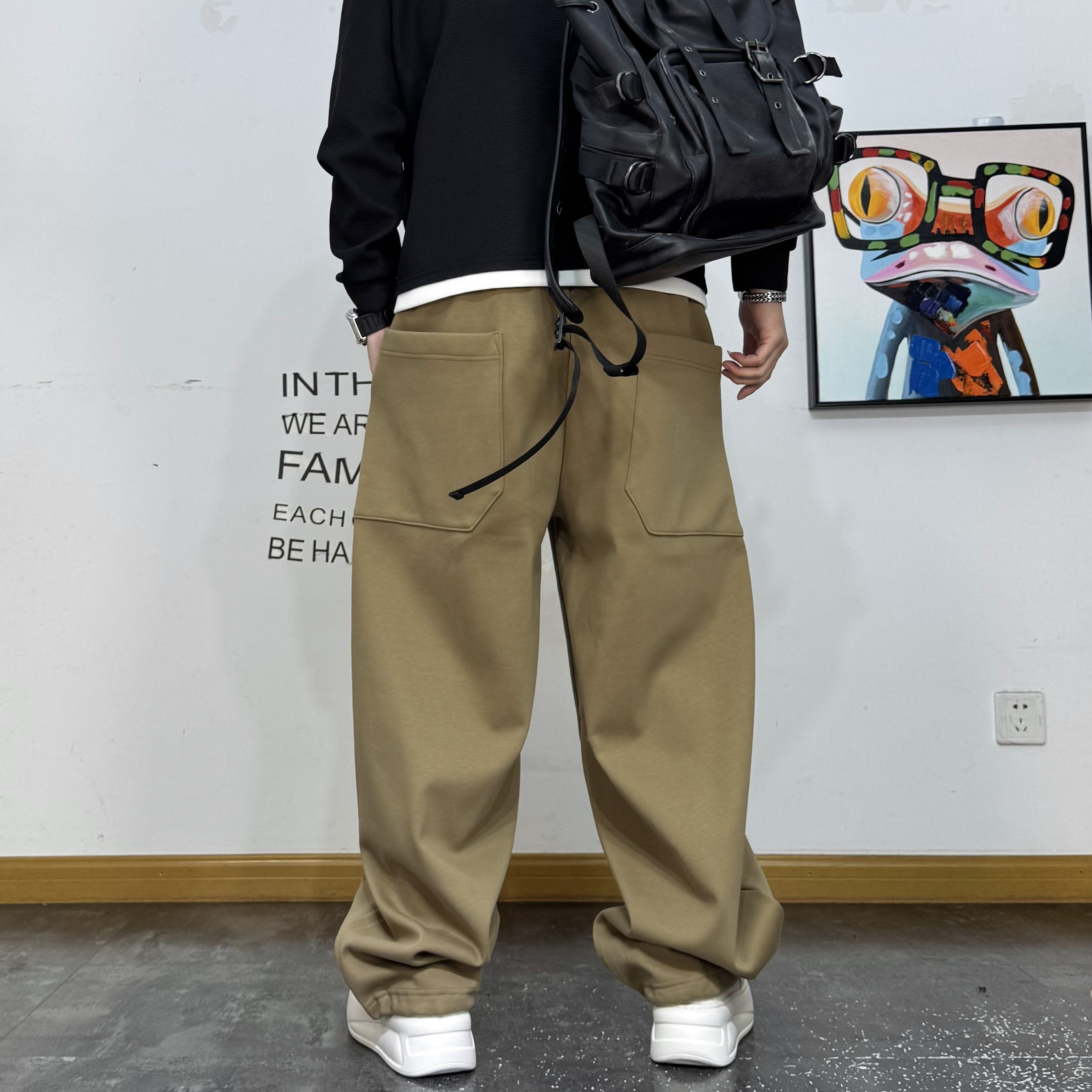 美式休闲简约宽松直筒弯刀卫裤男秋冬新款加绒百搭阔腿运动长裤潮,淘宝优惠券,粉丝福利购,淘宝优惠卷