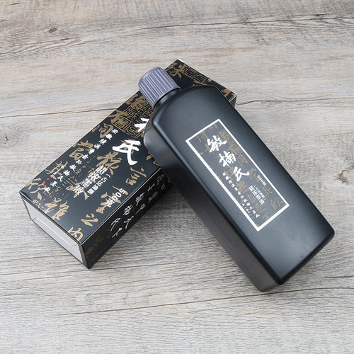 安徽绩溪徽墨500克曹素功敏楠氏墨汁作品用乌黑古法油烟超浓墨液 - 图1