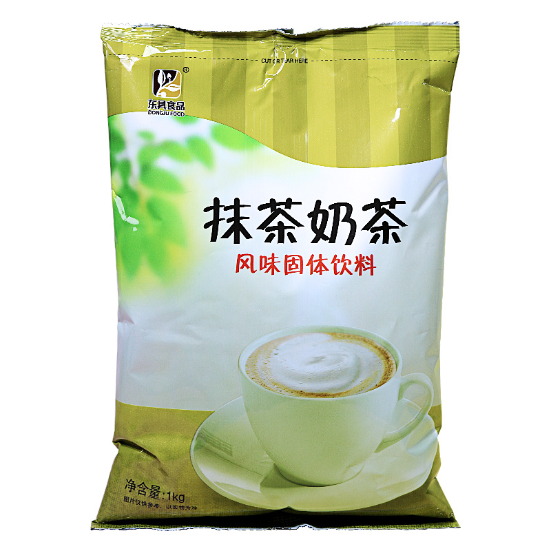 东具抹茶奶茶粉1kg三合一速溶抹茶粉奶茶店商用袋装奶茶送勺子-图3