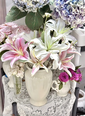 陶瓷花瓶内釉可水培花卉鲜花百搭玫瑰百合绣球法式中古家居摆件