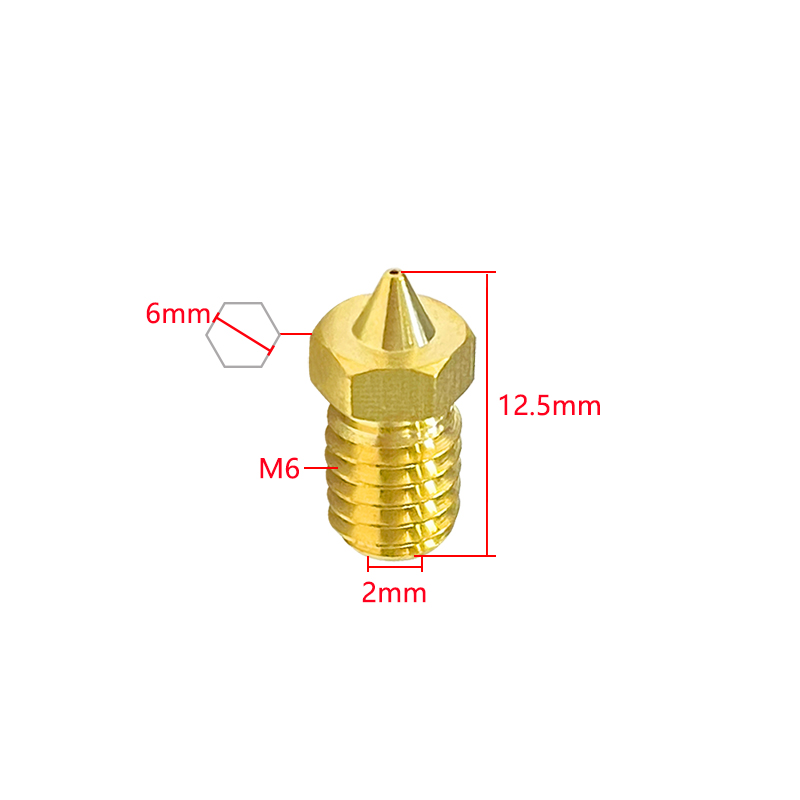 V6喷嘴Mega Kobra黄铜喷嘴尖头 3D打印机配件DIY E3D喷头通用 - 图3