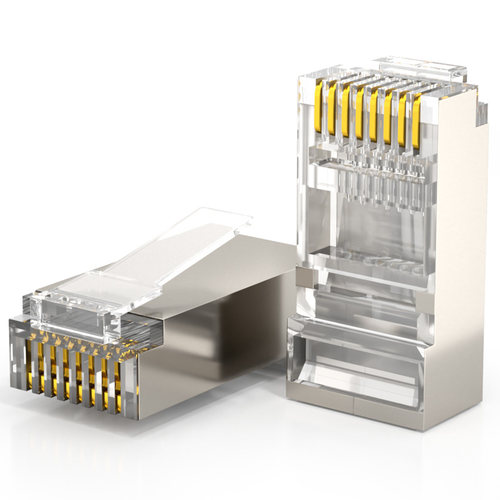 RJ45超五类屏蔽水晶头 金属屏蔽网络水晶头8P8C网线接头FTP抗干扰 - 图3