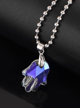 玻璃水晶棱镜吊坠法蒂玛手掌项链