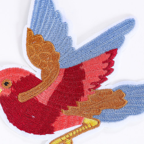 涅槃凤凰翠鸟小鸟刺绣布贴绣花对称图案衣服裤子破洞装饰补丁 - 图1