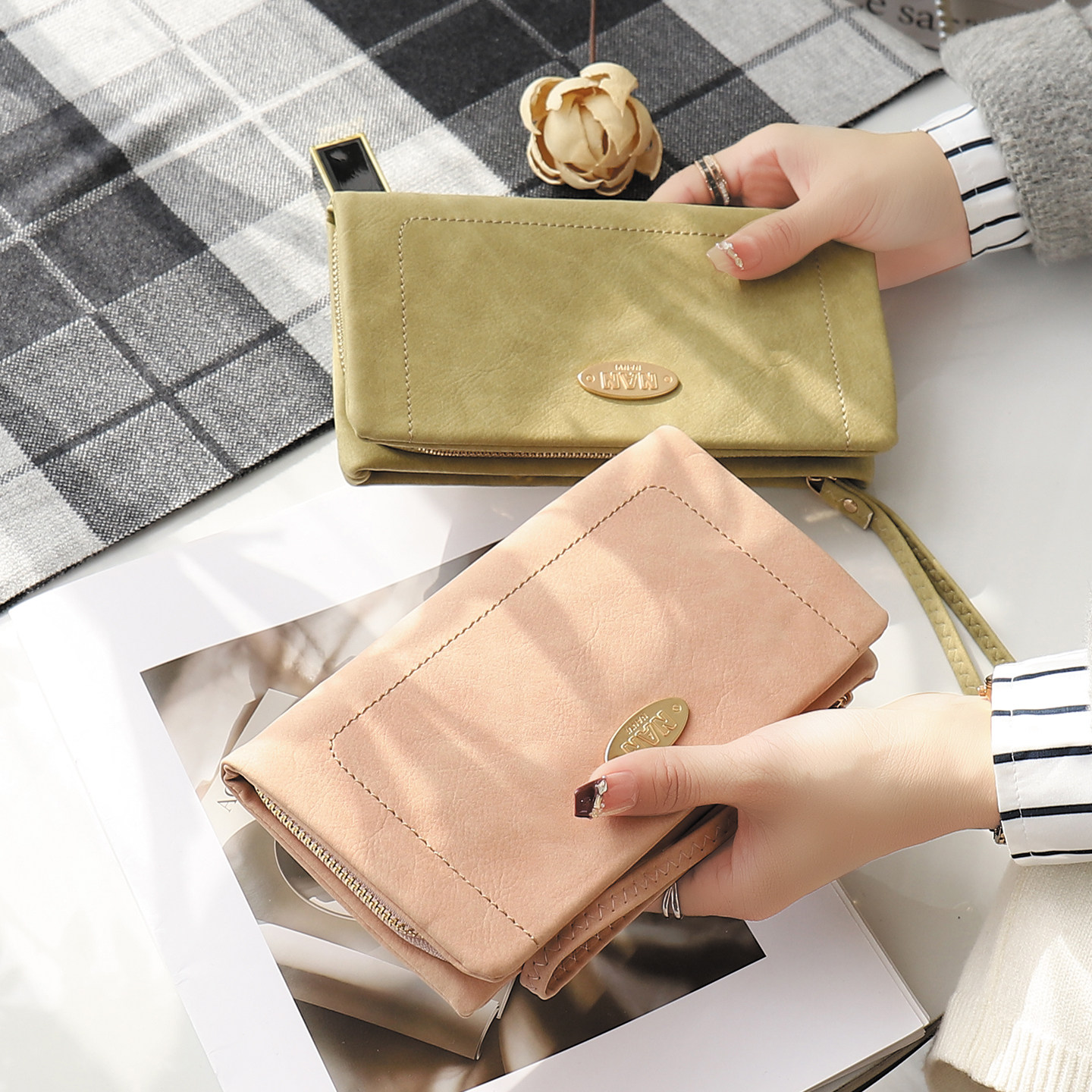 长款钱包女2025新款简约小众钱包卡包一体包复古现金手拿包手机包,淘宝优惠券,粉丝福利购,淘宝优惠卷