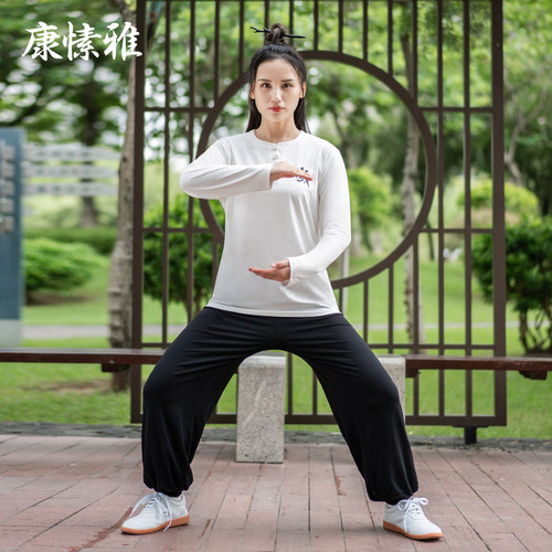 康愫雅太极服女2026秋冬新款长袖功夫套装武术表演服太极拳练功服 - 图0