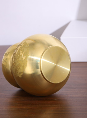 纯黄铜避火龙瓶黄色流苏家居厨房西北角摆件全黄铜葫芦摆件