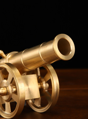 纯黄铜大炮铜炮摆件大炮模型中式铜摆件迷你小钢炮家居立柜摆件