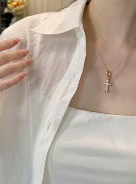 精工诸暨珍珠十字架珍珠万能扣吊坠项链时尚个性珍珠首饰货源