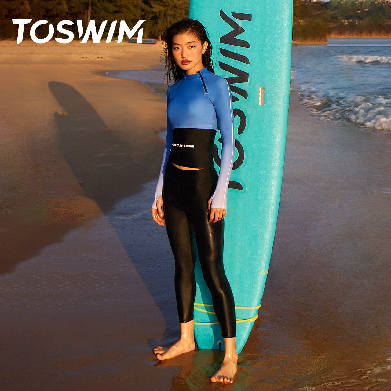 toswim分体长袖长裤女休闲冲浪服 toswim分体泳衣