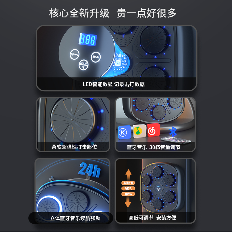 施耐德智能音乐拳击机家用墙靶散打成人儿童反应电子拳靶训练器材 - 图3