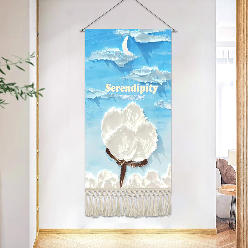 北欧简约油画装饰布画定制流苏挂画布艺客厅背景墙布挂布玄关挂毯,淘宝优惠券,粉丝福利购,淘宝优惠卷