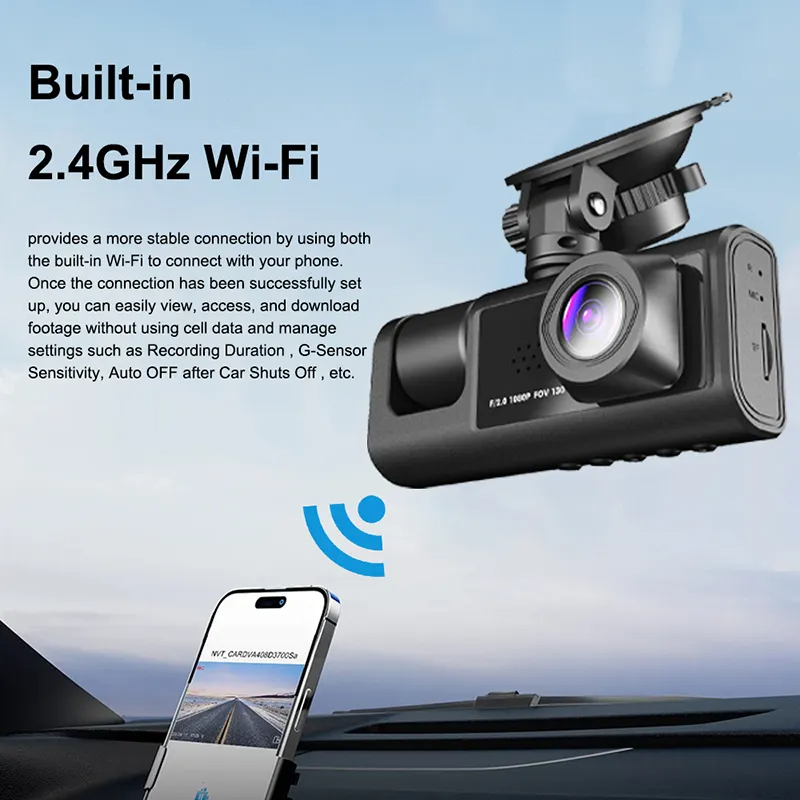 3-Lens Car DVR Dash Cam Recorder WiFi 24h Parking Monitor - 图0