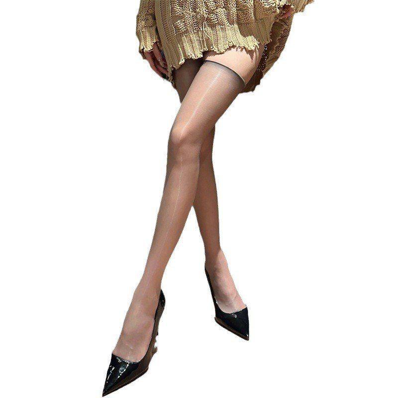 黑色油光过膝丝袜性感油亮纯欲黑丝半截过膝大腿袜超薄无边长筒袜,淘宝优惠券,粉丝福利购,淘宝优惠卷