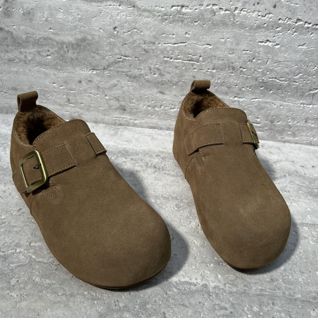 欧洲站女鞋2025冬季新款欧货真皮平底牛反绒皮带扣加绒保暖棉鞋女,淘宝优惠券,粉丝福利购,淘宝优惠卷