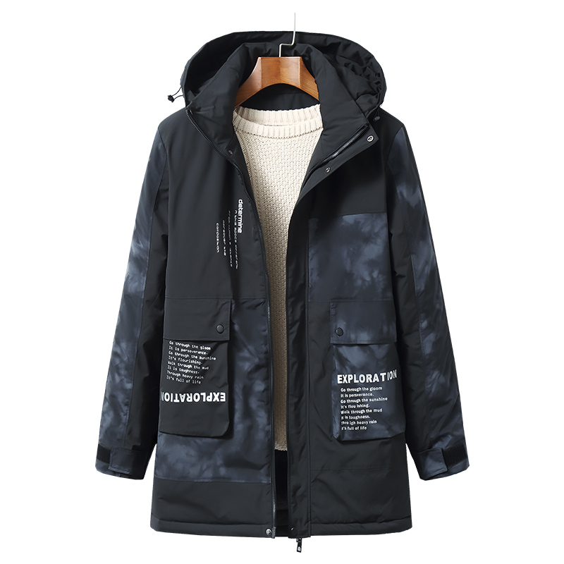 法犀卡潮牌大码男装中长款迷彩棉服 法犀卡棉衣