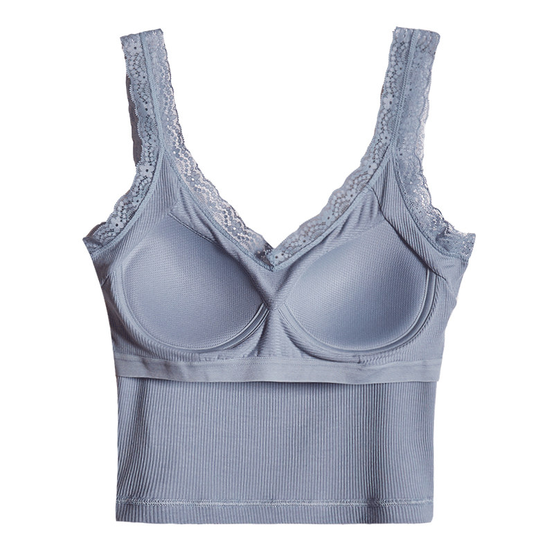 歆觅蕾丝大u露背一体式带胸垫吊带 歆觅背心吊带