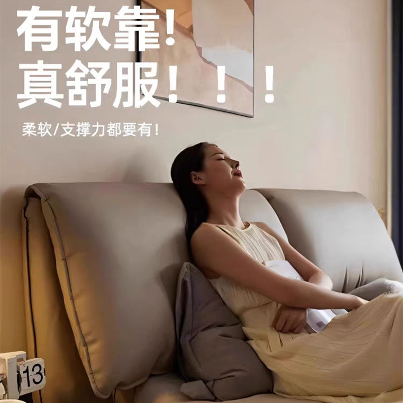 意式极简大象耳朵真皮床现代简约主卧室高端大气1米8双人储物婚床 - 图2