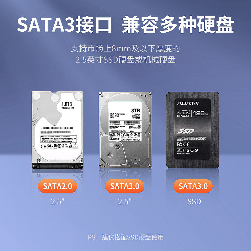 笔记本电脑光驱位硬盘托架适用机械固态SATA3托盘支撑架9.5/12.7m - 图1