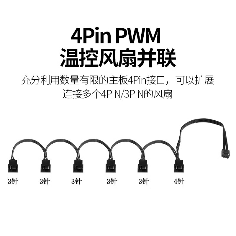 主板四针一分三扩展4Pin1分3转接线2连风扇调速pwm温控延长线机箱-图0