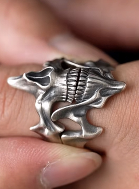 欧美骷髅鬼面组合泰银戒指