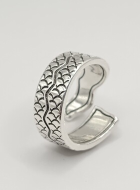 民族风吉祥龙藏银戒指